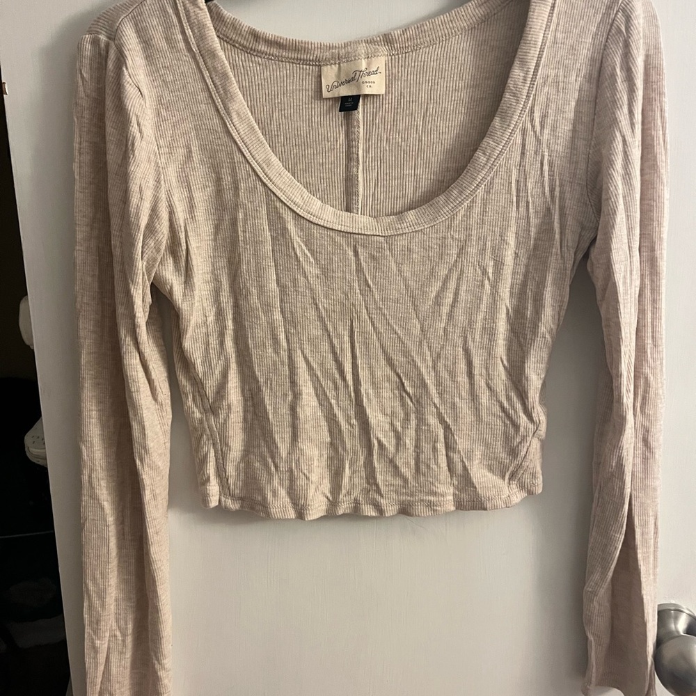 Universal Thread Cream Ribbed Crop Top